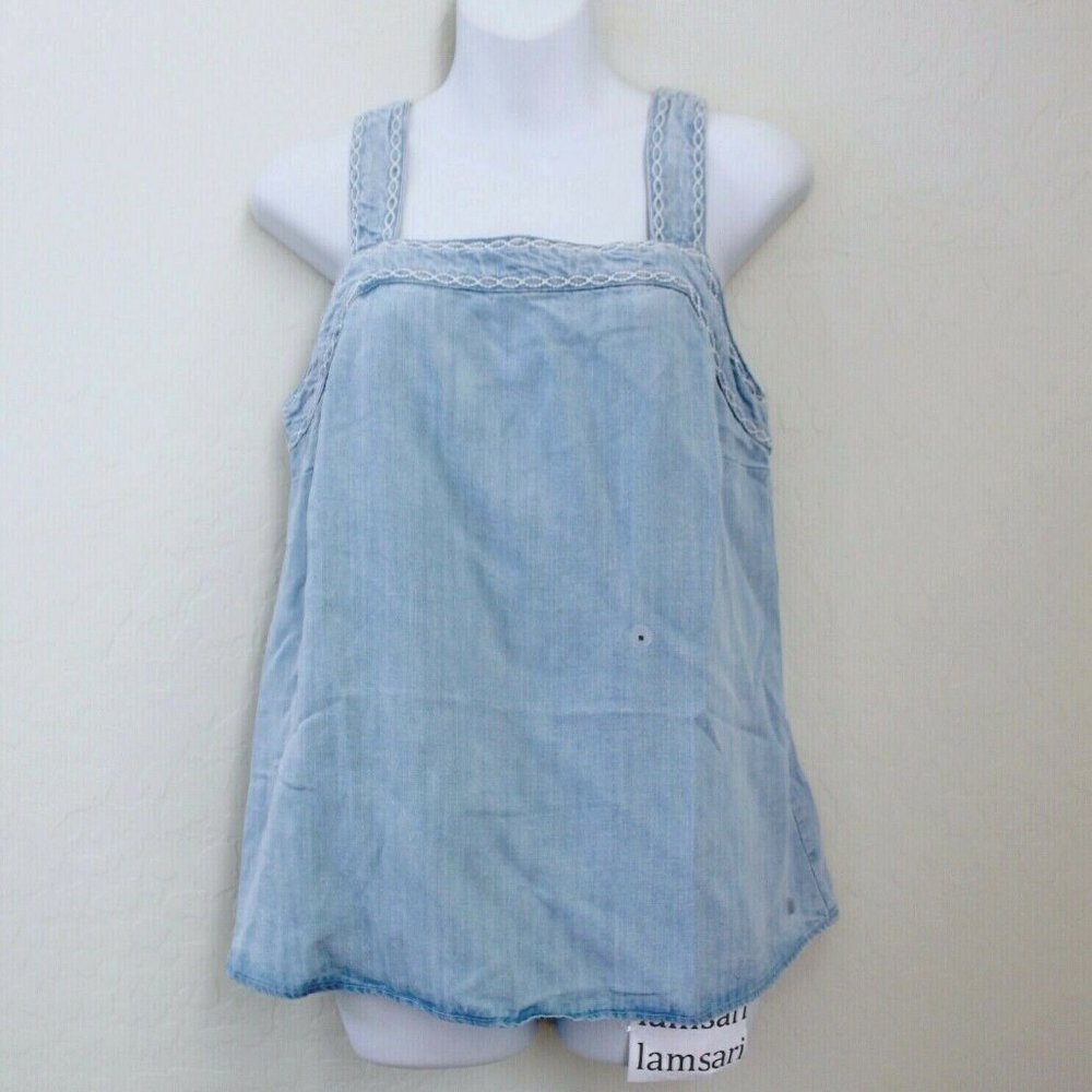 Eddie Bauer Tranquil Sleeveless Square-Neck Embroidered Top Size S